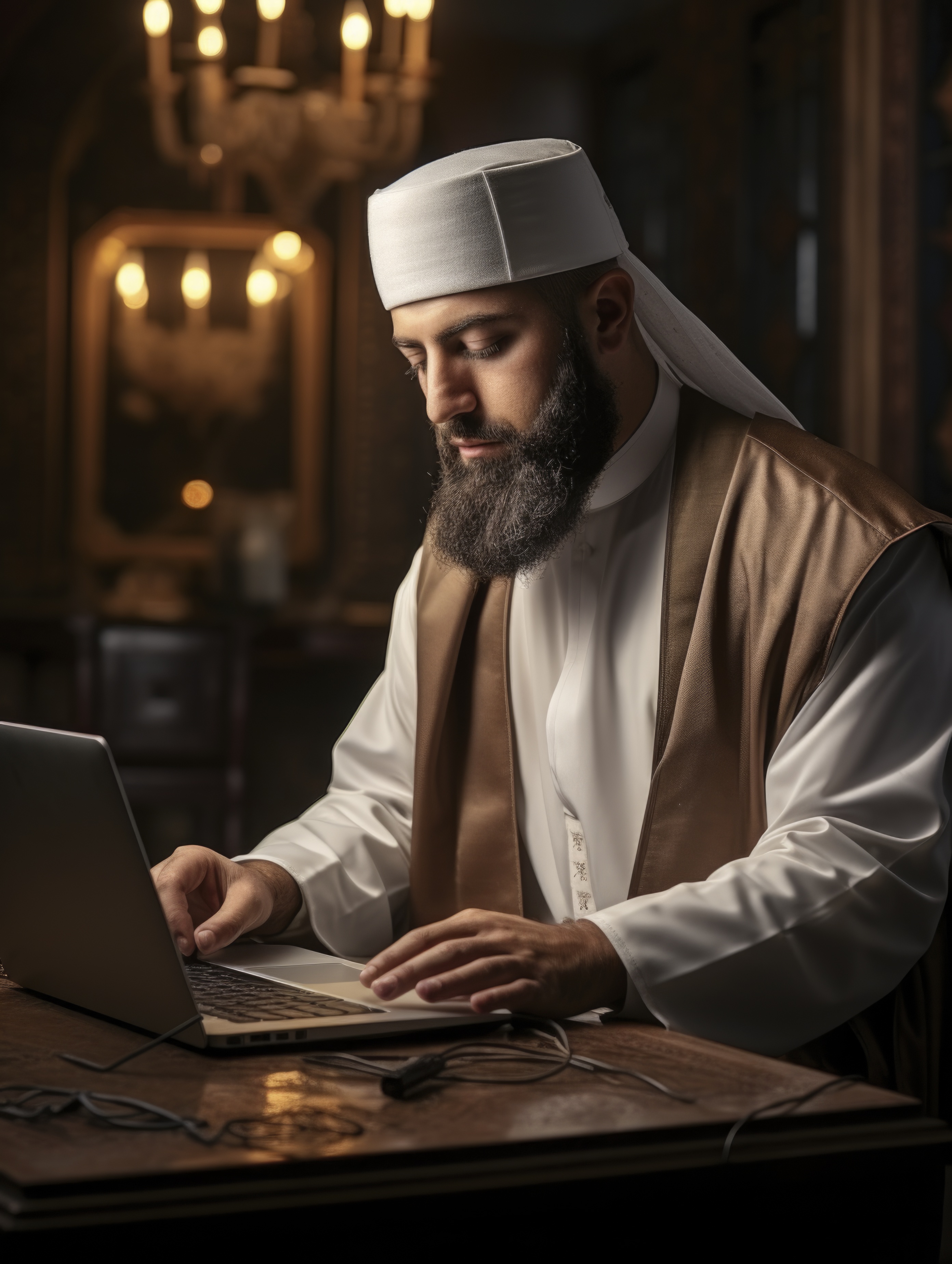 Islamic teacher teaching online